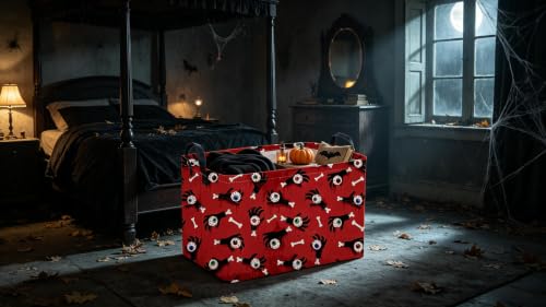 Image of Sanjiaofeng Rectangular Halloween Ghost Hand Storage Basket,Trick or Treat Basket for Kids,Halloween Candy Storage Baskets with Handles(Ghost Hand)