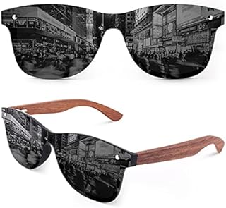 GQUEEN Retro Wood Polarized Sunglasses Mens Womens UV400 Protection
