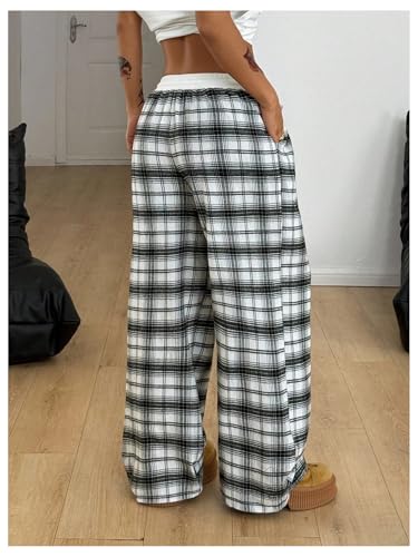 Image of SOLY HUX Women's Plaid Checkered Pants Flannel Pajama Pants with Pockets