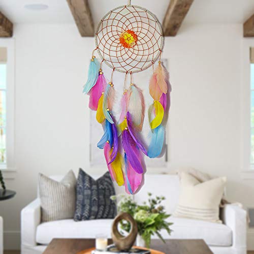 image for WOWDING Dream Catcher Colorful Feathers for Kids Gift, Rainbow Dreamca