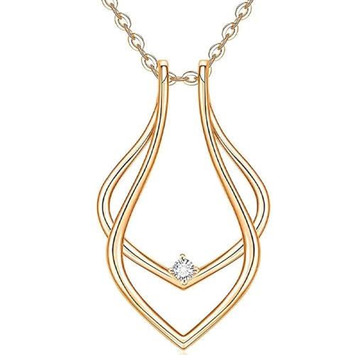 Collier porte-bague goutte d'eau en oxyde de zirconium pour ranger son alliance