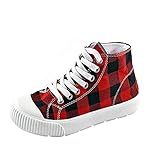 Woaikeyu - Zapatillas de deporte para mujer, diseño de cuadros, rojo, 39 EU