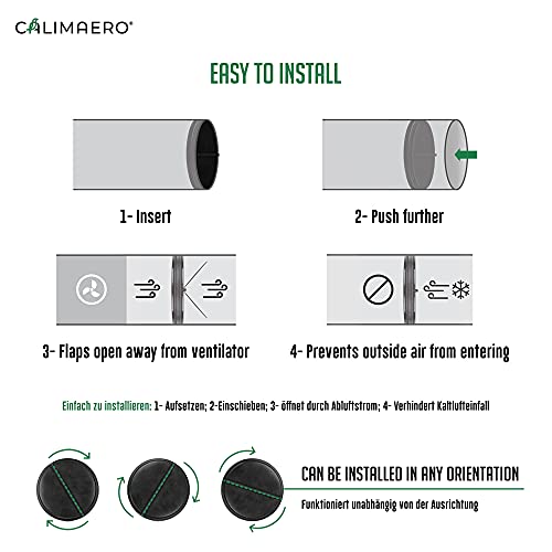 Backdraft Exhaust Damper Seal 4 Inch By Calimaero One Size Fits All 4 Duct Backdraft Damper Gravity Powered Made In Germany 4 Inch Hvac Damper Dryer Vent Valve Keep Cold Air Out #TOP3