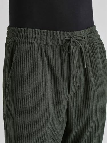 Image of Banana Club Deep Black Corduroy Pant - Regular Fit, Solid, Corduroy Casual Trousers with Textured Fabric, Comfortable Fit
