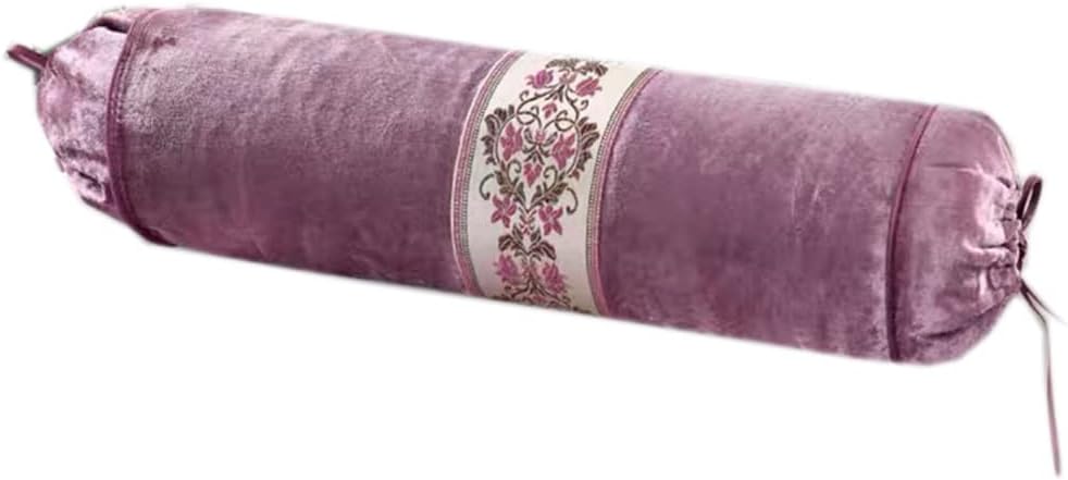 Velvet Long Bolster Pillow Decorative Sofa Round Roll Pillow Neck Cervical Pillows Knees Legs Support Cylinder Round Cushion Cervical Roll Pillow (60×15cm/23.6"×5.91", Champagne Color)