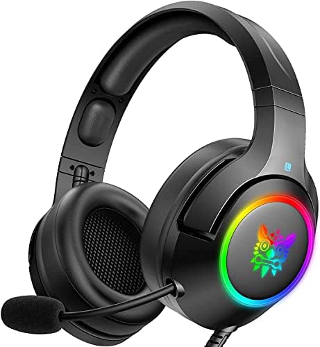 Gaming Headset Xbox one Gaming Headphone with Microphone Noise Canceling RGB LED Lights Over-Ear 3.5mm for Xbox One Xbox 360 PS4 PS5 PC Pc, Relevant Varied Head Varieties