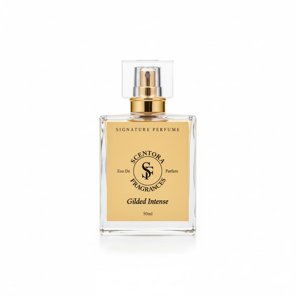 Scentora Fragrances Gilded Intense 50ml Extrait de Parfum | Long Lasting Luxury Perfume for Men | Bold Woody Amber & Patchouli Fragrance | Ideal for Gifting
