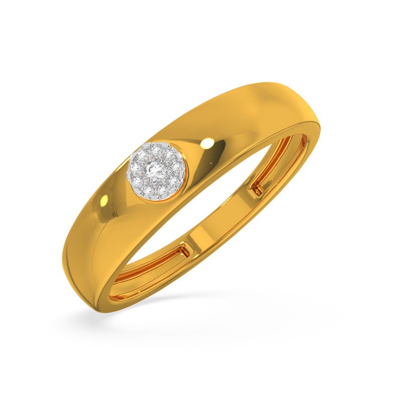 Image of KISNA 14k / 18k Real Gold & Diamond Ring | Diwali, Rakhi Rakshabandhan Gift for Brother, Husband | With Certificate of Authenticity & BIS-Hallmarked Gold Jewellery | Round Classic Band Ring For Him