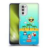 Head Case Designs Officially Licensed Emoji® Beach Happy Summer Soft Gel Case Compatible with Motorola Moto G52