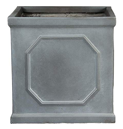 IDEALIST Medium Flower Outdoor Garden Planter Floor Pot with Drainage Hole Contemporary Light Concrete Chelsea Square Box W45 H45 L45 cm Grey, 91 ltrs.