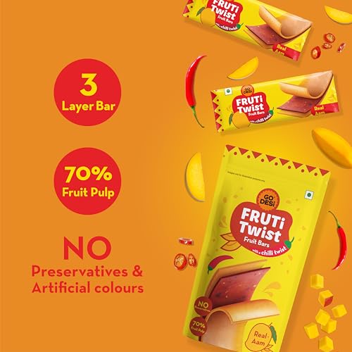 Image of GO DESi Real Aam Fruti Twist Fruit Bars - 3 x Pack of 10 pieces, Aam Papad, Mango Fruit Jelly