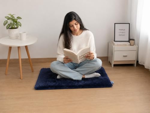 Image of NEXTGO Floor Seat Cushions Yoga Meditation Mat Pooja aasan Soft Extra Comfortable Feather Touch Last Long Upto Washable Material Size 24 x 30 Inch 2 x 2.5 Fit (NAVY BLUE)