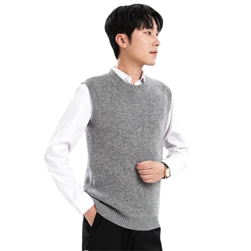 Men Knitwear solid Wool Pullover Thickened Cotton Vest Round Neck Sleeveless Soft Warm Clothing Tops