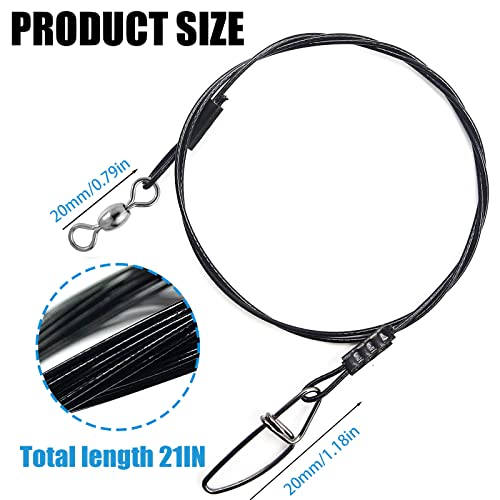 YOTO 125LB Heavy Duty Fishing Leaders,Stainless Steel Saltwater Fishing Wire,High Strength Leader with Swivel and Snap (blue-15pcs) - Thumbnail 3