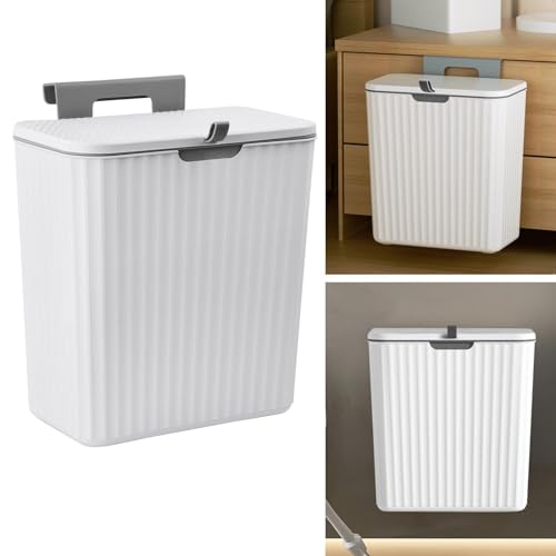 Cestino Da Parete Bagno Patttumiera Appendibile Yiomxhi 9L - Con Coperchio, Pieghevole, Per Sottolavello O Parete, Bianco Bidoni Differenziata Esterno