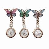 LALADEFIEE Reloj de Bolsillo de Cuarzo 3 Unidades Colores Surtidos Diseño de ala de Insecto Clip para Uso Médico y Estudiantes Regalos Prácticos y Elegantes