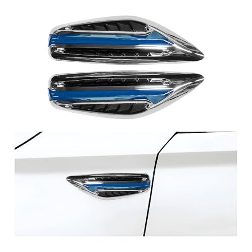 DXNQ 2 PCS Car Hood Vent Trim, Waterproof Stylish Vehicle Air Flow Fender Side Vent Decor Sticker, Durable ABS Plastic Blue