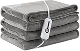Electric Heated Blanket Full Size 72×84, Breathable & Luxurious Flannel,Soft Warm Gift with Over-Heat Protection,4 Heating Levels & 10 H Auto Shut Off, Machine Washable, London Grey