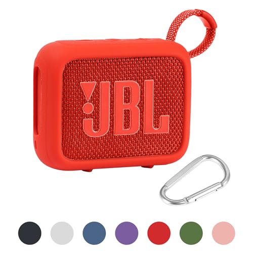 co2CREA Tragetasche Case Silikonhülle kompatibel mit JBL Go 4 tragbarer Bluetooth Lautsprecher,Tragbare ultraleichte Silikon Schutzhülle mit Karabiner (Lautsprecher Nicht enthalten)