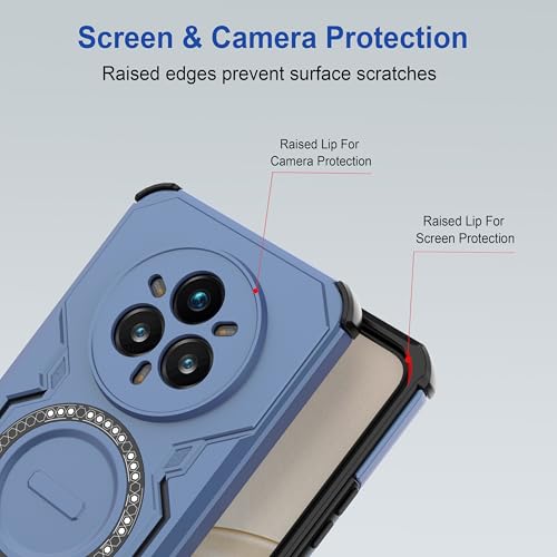 Image of amazon basics Back Case Cover for Realme 14 Pro Plus 5G | MagSafe Case with Built-in Metal Ring | Supports MagSafe Charger, Wallet & Car Mount | Shockproof Hybrid PC + TPU | Blue