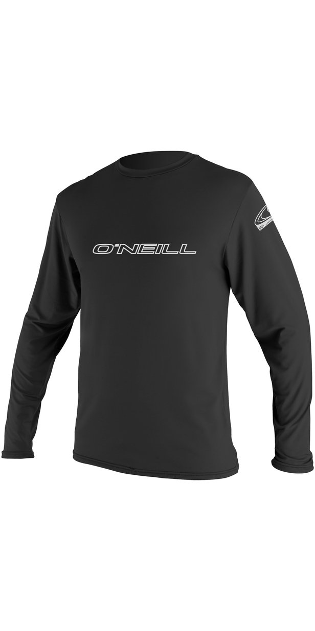 O'Neill Wetsuits Men's Basic Skins Long Sleeve Rash Vest, Black, L