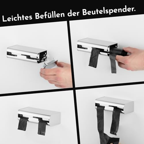 Bürstenking Hygienebeutel – blickdichte & schwarze Hygieneabfallbeutel – geruchsfreie & praktische Müllbeutel – 5 Rollen mit je 50 Beuteln – ideal für Tampons, Damenbinden und Hundekot