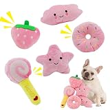 ASOCEA Small Dog Toys 5 Pack, Squeaky Plush Puppy Toys,Pink