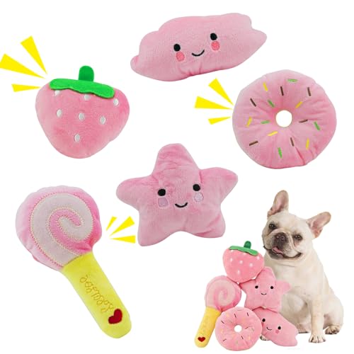 ASOCEA Small Dog Toys 5 Pack, Squeaky Plush Puppy Toys for T