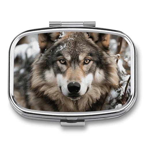 Lmage of Wolf in The Snow Pill Box �|�P�b�g�X�N�G�A�s���{�b�N�X 2�R���p�[�g�����g �����|�[�^�u���g���x���s���z���_�[ �^�u���b�g�r�^�~���I�[�K�i�C�U�[ �~�j�s���P�[�X