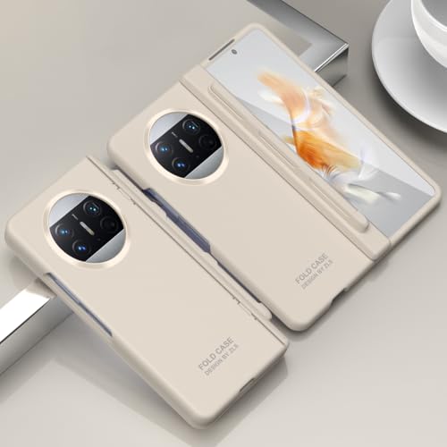 Coque Huawei Mate X3 beige en PC rigide antichoc avec béquille et stylet