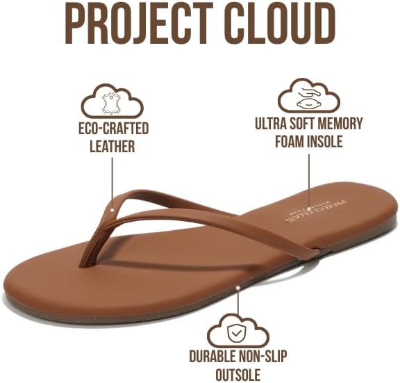 Project Cloud Flip Flops for Women Footwear- Lightweight and Memory Foam Insole Sandals for Women 2026 - Durable Non-Slip Beach Essentials Flats for Women Sandals (Foundations) - Image 3