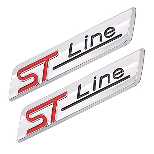 Emblema de la línea ST en metal 3D plateado para carrocería Ford