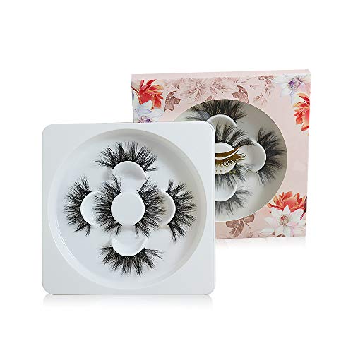 Fake Eyelashes Mink Eyelashes BALYLAS K22 3 Pairs 3D Luxurious Natural Cross Lashes for Natural Look Drama Wedding Party Date Makeup