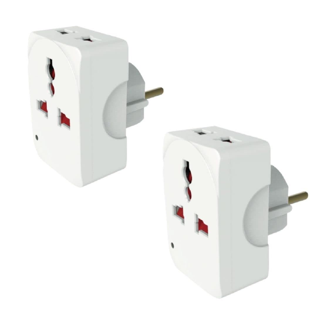 gadget wagon Schuko Adapter 3 Way Multi Plug Country Input | Safety Shutter | 10 A 250V | LED Indicator (2)-picture-32