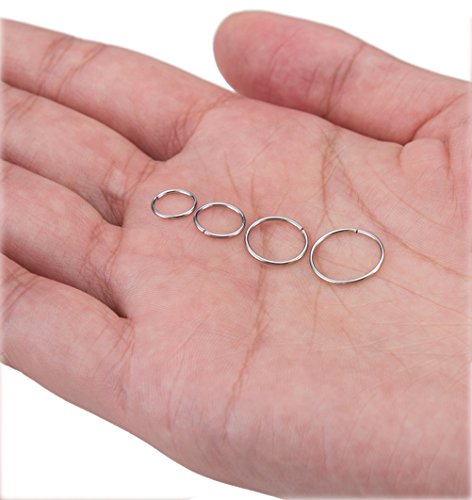 Masedy 24Pcs 20G 316L Stainless Steel Nose Rings Hoop Tragus Cartilage Helix Piercing Lip Septum Ring Silver Bendable #TOP5