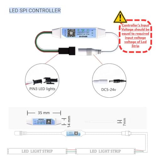 Image of SP621E Bluetooth Addressable LED Controller with Music Sync App Control for WS2812B WS2811 SK6812 3 Pin Pixel LED Strip Lights 5V 12V 24V with Free Protective Case