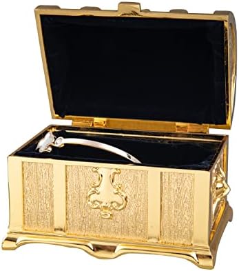 Feyarl 3.9inch Vintage Treasure Box Gold Jewellery Box Trinket Box Keepsake Ring Earrings Organizer Box Chest for Valentine Christmas Birthday Gift