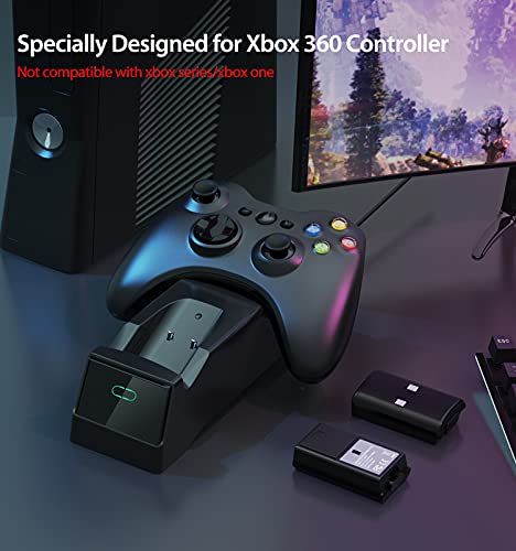 Yccteam Controller Charger For Xbox 360, Controller Charging Station Compatible With Xbox 360, Dual Charging Dock With 2X1200Mah High Performance Rechargeable Battery Packs And Type-C Charger Cable #TOP1