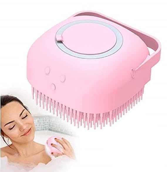 Black Foru Body Scrubber with Soap Dispenser Brush, Silicone Exfoliating Brushes, Soft Body Exfoliator, Bath Loofah for Babies, Kids, Women, Men and Pets (Multicolor) (Pack of 1) 2