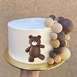 27 PCS Brown Bear Colorful Balloons Balls Cake Toppers for Birthday Baby Shower Party Decorations Su