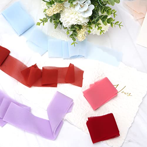 Cakasi Handmade Fringe Chiffon Ribbon Light Purple 21Yd Chiffon Silk Ribbon 1-3/4" X 1 Rolls For Wedding Invitations Bridal Bouquets Backdrop Decorations Invitations Gift Wrapping Diy Crafts #TOP5