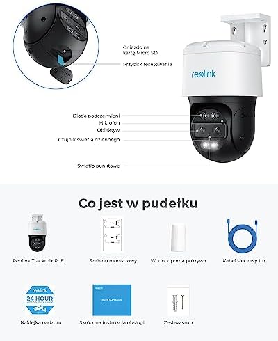 Reolink 4K Dual-Lens PTZ PoE Kamera Bezpieczeństwa z 6-krotnym Zoomem Hybrydowym, Obrotem 355° i Pochyleniem 90°, Noktowizją, Wykrywaniem Obiektów i Dwukierunkowym Dźwiękiem, TrackMix PoE