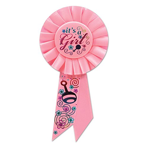Beistle It's a Girl Rosette, 31/4 by 61/2-Inch