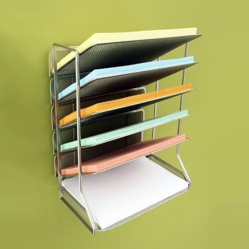 Seville Classics 6-Tray Iron Mesh Office Vertical Desktop/Wall Mount Organizer, Letter/A4 Size
