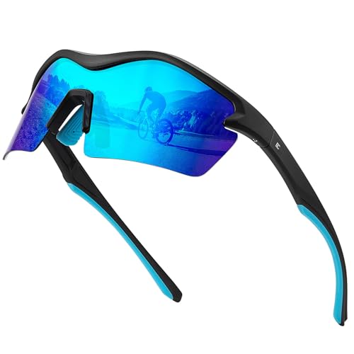 Image of BIRCEN Mens Polarized Sunglasses for Sports: TR90 Lightweight Sun Glasses Wrap Around Shades for Fishing Driving Cycling