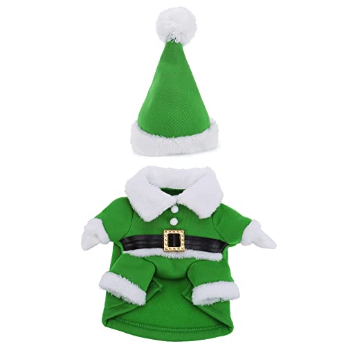 Yoption Christmas Elf Dog Cat Costume With Hat, Funny Pet Christmas Cosplay Winter Warm Coat Clothes Outfit Apparel (L) #TOP6