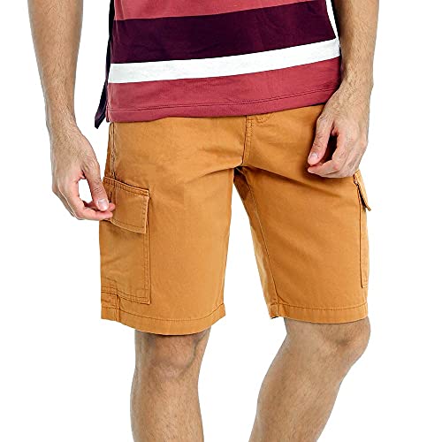 Kit Com 2 Bermudas Cargo Masculinas de Sarja Bamborra (Cinza e Caramelo, 44)