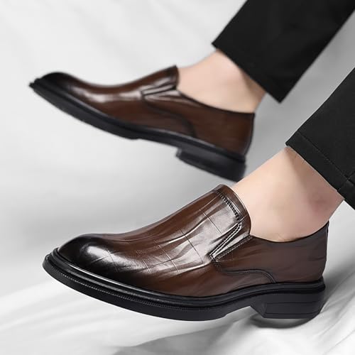 Business Formal Loafers for Men's Leather Printing Low Heel Slip On Dress Penny Loafers Classic Casual Pointed Toe Wedding Daily Tuxedo Shoes4