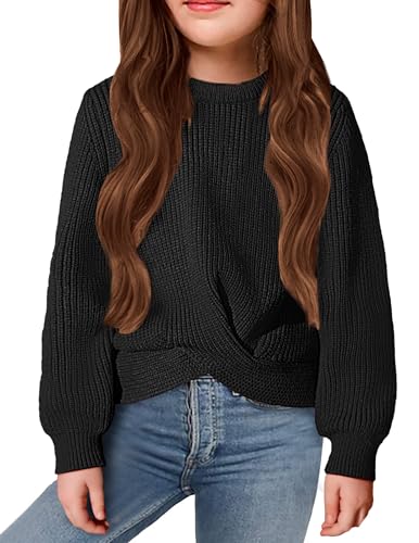 Image of Arshiner Girl's Sweaters Kids Twist Front Cute Pullover Knitted Jumper Fall Winter Clothes