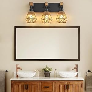 Rustic style wood bathroom wall sconce3 light bathroom vanity light fixtures with boho wicker twine lampshadesuitable for bedroom hallway and living roomrattan black farmhouse wall sconce  urban country home decor